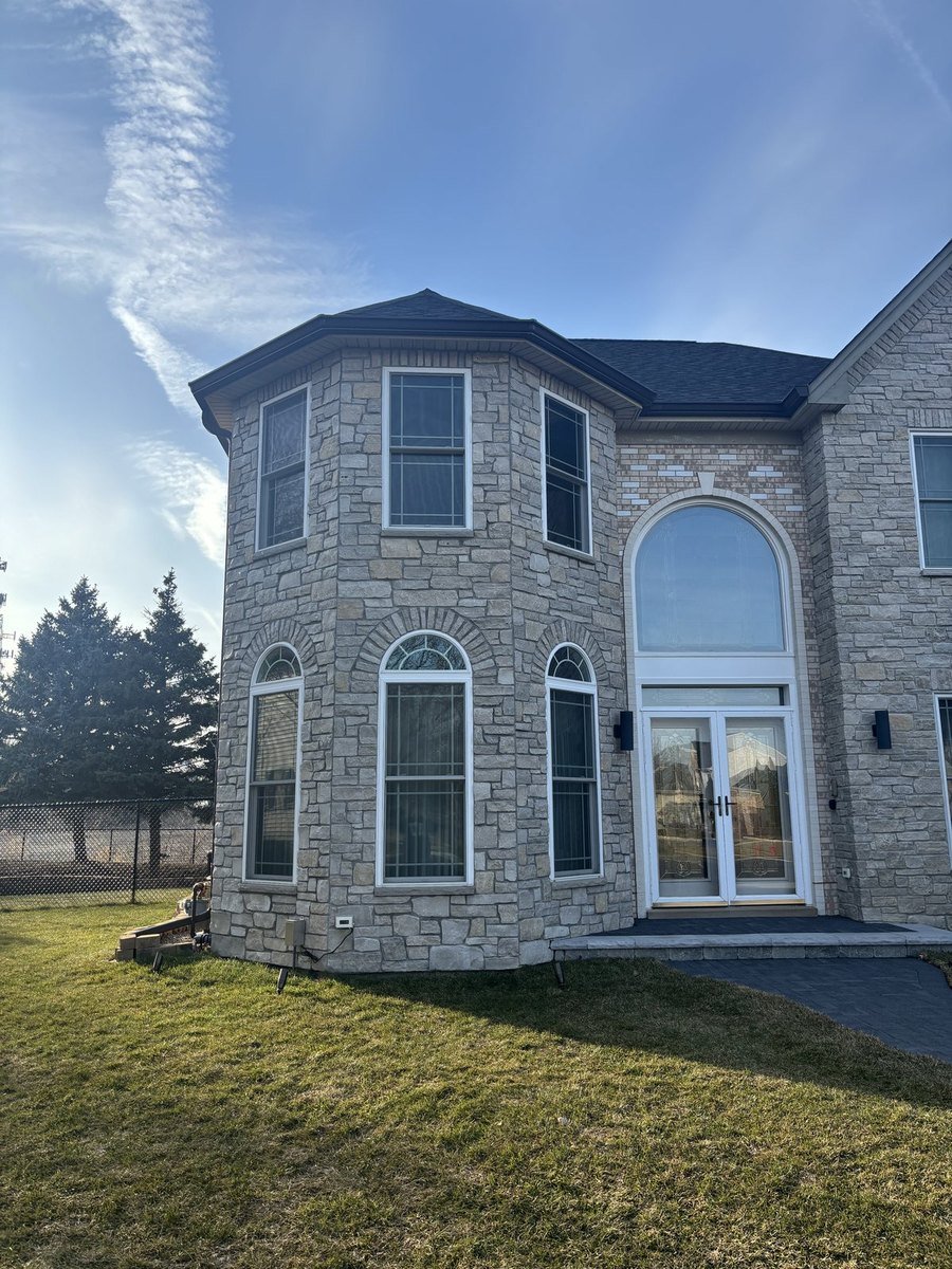 Completed cultured stone exterior on a residential home