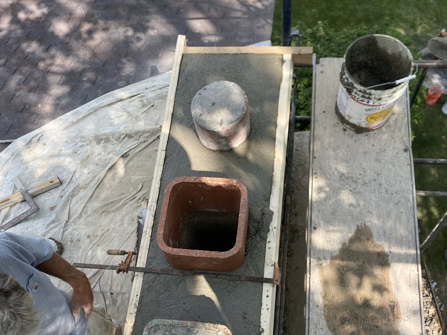 Chimney after cap re-pour