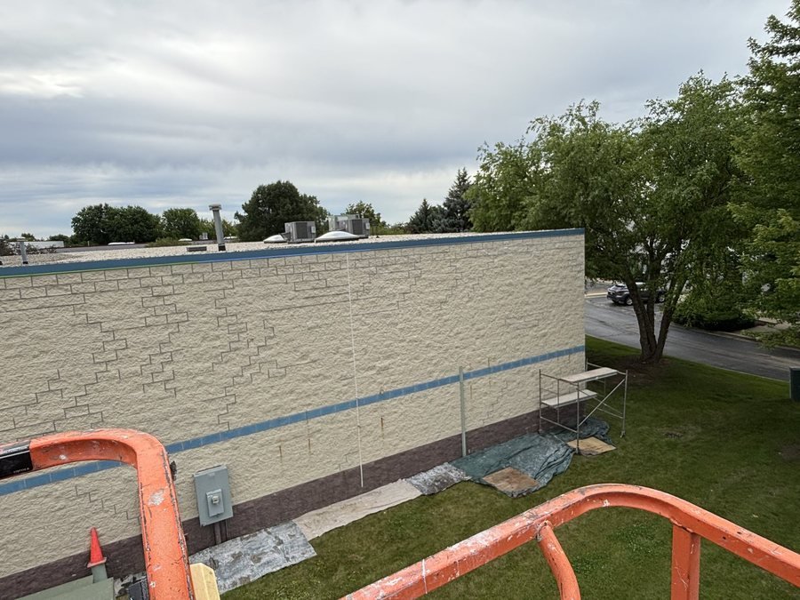 Freshly repointed mortar joints